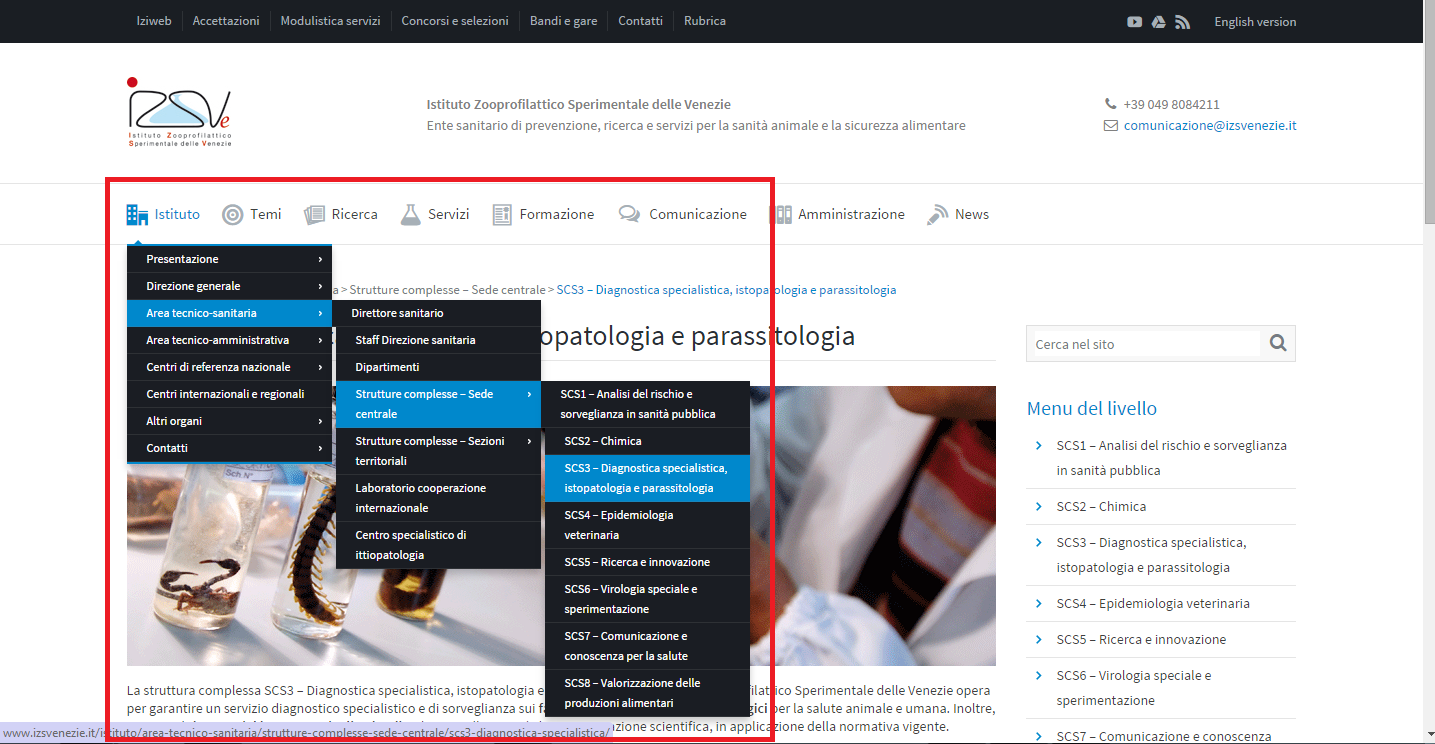 Guida al sito web | Istituto e strutture