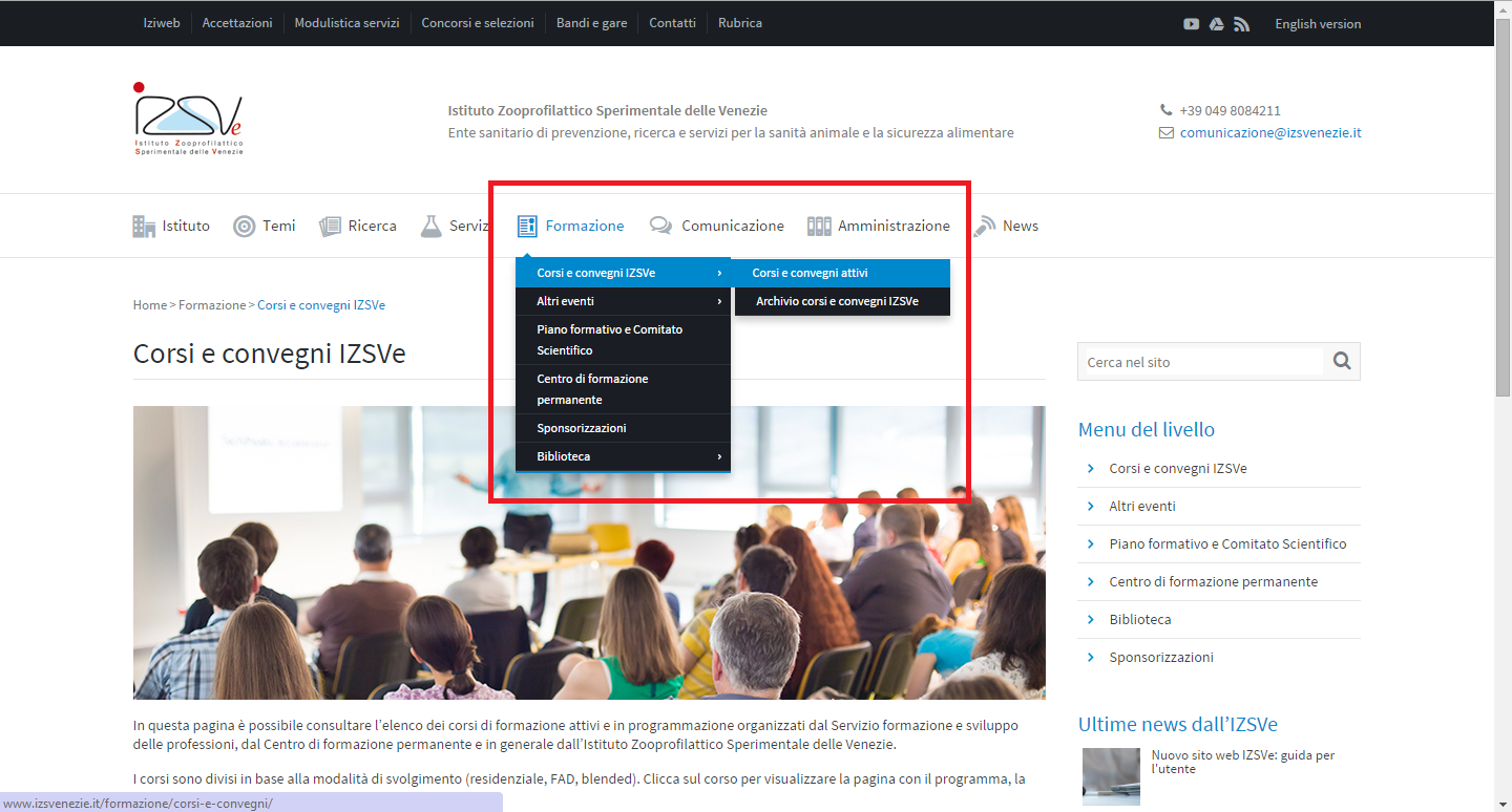 Guida al sito web | Istituto e strutture